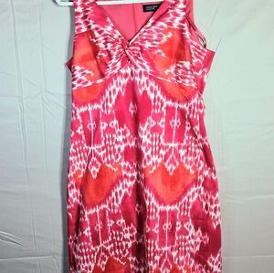 Jones New York Signature Stretch Pink/ Red Patterned Dress 8